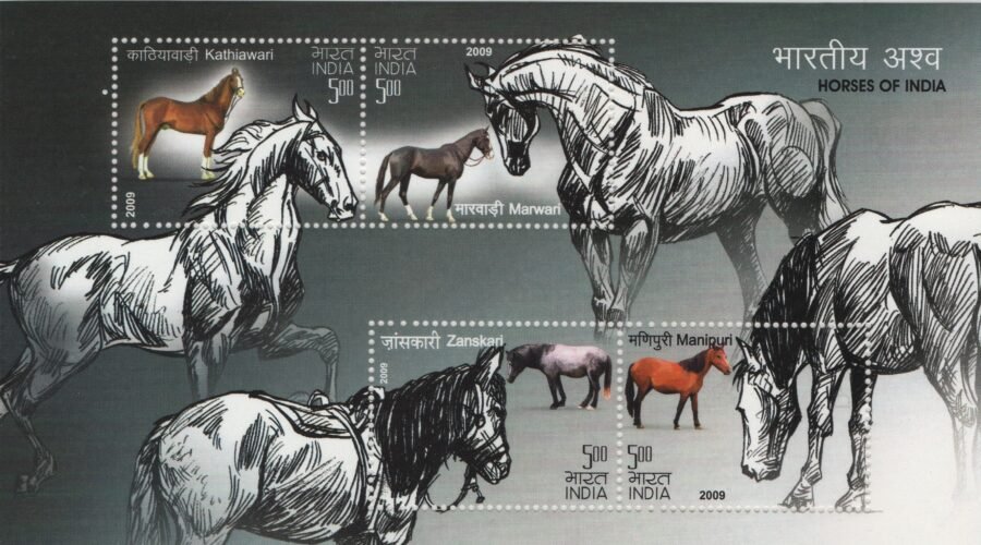 Indian Miniature Sheet Stamp – Horses of India (9th oct 2009)