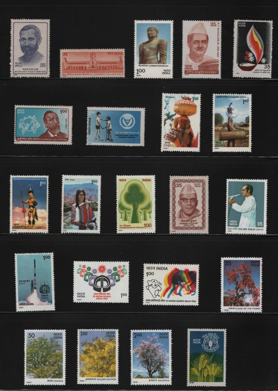 Indian MNH Commemorative Year Pack Stamps 1981 ( 37 Stamps)