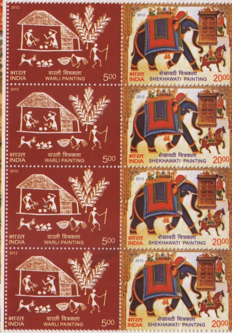 2012 Shekhawati n Warli Paintings-Sheetlet Stamp-Block of 4(20th Jun 2012)(set of 2)