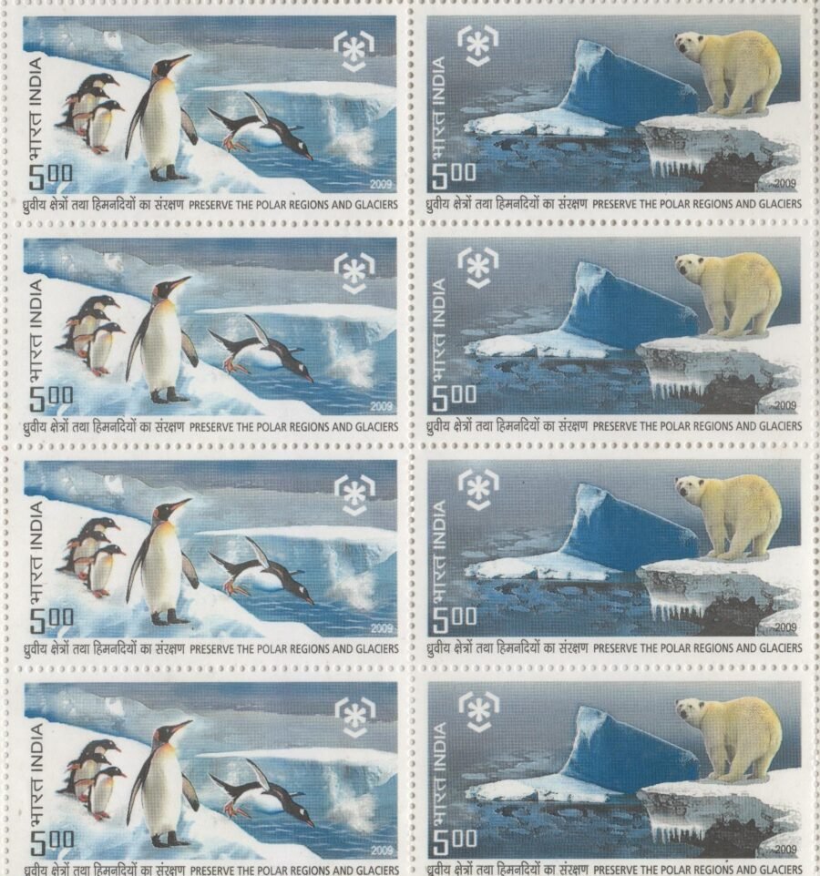 Preservation Of Polar Regions n Glaciers-Sheetlet Stamp-Block of 4( 19th Dec 2009)(set of 2)