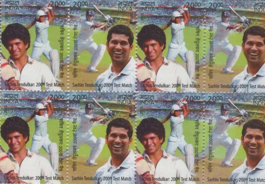 200th Test Match Sachin Tendulkar-Sheetlet Stamp-Block of 4(14th Nov 2013)(set of 2)