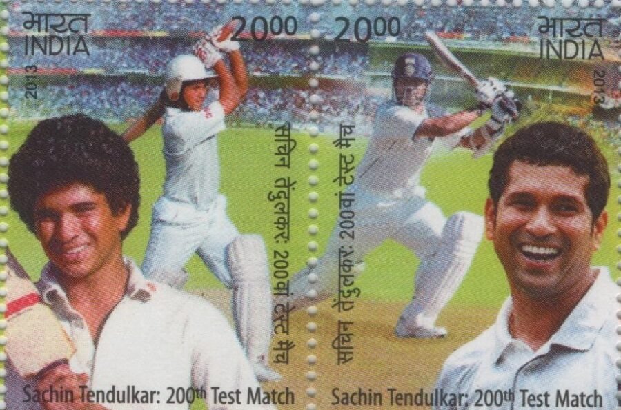 200th Test Match Sachin Tendulkar-Sheetlet Stamp-Single(14th Nov 2013)(set of 2)