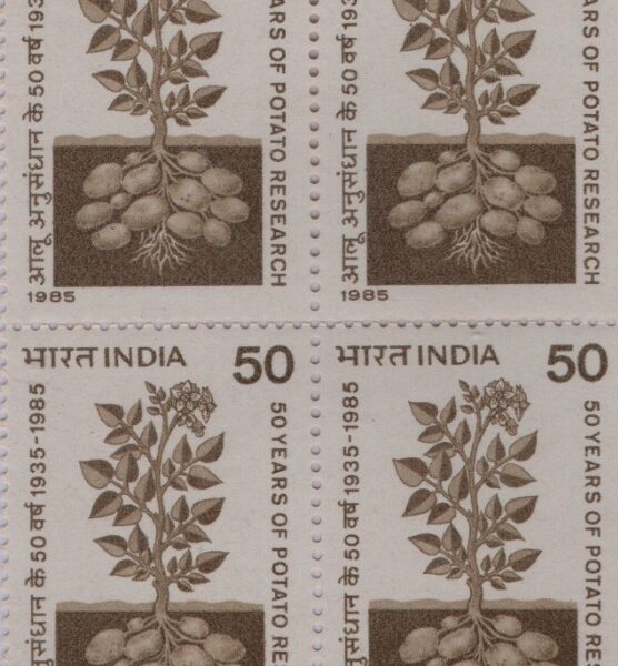 1985, 50th Anniv. of Potato Research in India block of 4 stamps
